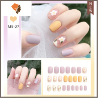 显手白的美甲贴片ins风高级指甲壳可摘戴2021年新款指甲贴穿戴甲 三维工匠 D59-磨砂-春日花花(短)