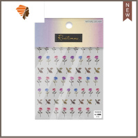 美甲玫瑰tomoni薄韧指甲日系彩色背胶新款花朵小玫瑰花园 三维工匠 496#半透玫瑰美甲贴