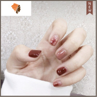 小红书鸳鸯腮红美甲指甲贴片温柔美甲成品甲片穿戴式学生美甲 三维工匠 M423H秋咖晕染胶水+果冻胶+木棒+ 指甲锉美甲贴