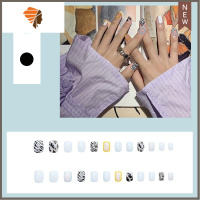 130藕粉银法式方头裸色奶茶色穿戴拆卸美甲成品贴片 三维工匠 407彩虹豹纹美甲贴