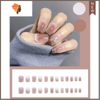 美甲贴片裸银闪粉咖色少女美甲指甲片假指甲可拆卸成品持久穿戴式 三维工匠 藕色 M1