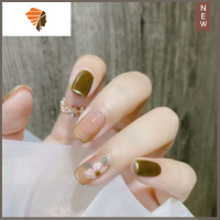 短款假指甲贴片美甲成品可拆卸穿戴式防水持久夏天成品 三维工匠 抹茶碎花 送美甲工具包美甲贴