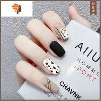 涂鸦油画穿戴美甲长款假指甲磨砂甲片指甲贴片可反复摘戴美甲成品 三维工匠 米白色 以图为准美甲贴