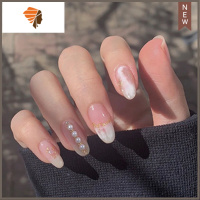 法式ins美甲成品可拆卸假指甲贴片女可卸孕妇穿戴甲片贴摘带持久 三维工匠 蓝色 日系小珍珠实际白美甲贴