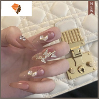 假指甲贴片可拆卸美甲成品穿戴式裸色闪粉持久防水网红日系甲片女 三维工匠 紫色 果冻贝壳金蝶美甲贴