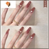 法式穿戴甲定制少女心手绘爱心蝴蝶结甲片显白光疗美甲贴片拆卸 三维工匠 XS码(14-10-11-10-8)炫彩珍珠法式