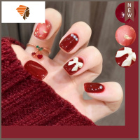 蝴蝶假指甲贴片可拆卸美甲成品网红果冻胶穿戴显白猫眼假指甲贴片 三维工匠 红色 铂金美甲贴