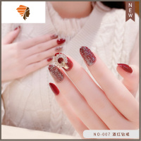 指甲贴片新娘穿戴式中式美甲贴片结婚孕妇哺乳婚纱照婚甲成品贴片 三维工匠 紫色 07 酒红钻戒