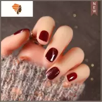 蝴蝶假指甲贴片可拆卸美甲成品网红果冻胶穿戴显白猫眼假指甲贴片 三维工匠 桔红色 酒红色猫眼美甲贴