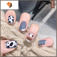 红色小奶牛假指甲贴穿戴甲美甲成品甲片指甲贴片甲片绿色穿戴甲片 三维工匠 夏日小奶牛美甲贴