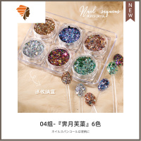 美甲亮片网红镭射ins大贴片爆闪 变色龙极光闪粉韩国指甲饰品 三维工匠 04-[霁月芙蕖]6色 赠收纳盒美甲贴