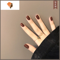 网红纯色假指甲贴片显白可拆卸美甲成品果冻胶穿戴式甲片全贴持久 三维工匠 巧克力色 纯色巧克力色美甲贴