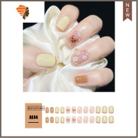 可爱小熊蓝色腮红指甲贴片ins风直接贴的美甲短款方头甲片 三维工匠 AE44美甲贴