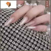 假可拆卸美甲成品穿戴甲晶石猫眼蝴蝶甲片手工美甲短款女 三维工匠 晶石猫眼尖头长款美甲贴