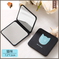 随身携带女精致办公室化妆镜桌面便携小镜子双面折叠一面放大可立 三维工匠美妆镜