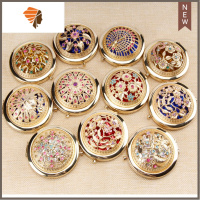 化妆镜双面折叠便携化妆镜小号圆形镜子随身包包镜台式镜子放大镜 三维工匠美妆镜