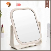 桌面便携方形化妆镜宿舍镜子立式台面学生男小高级感自拍双面梳妆 三维工匠美妆镜