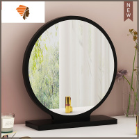 台式化妆镜带灯家用大号轻奢梳妆台镜子卧室网红圆形简约家用镜子 三维工匠美妆镜