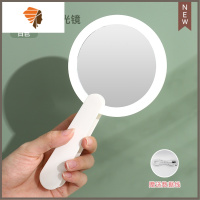 led化妆镜带灯手持镜高清日光台式桌面美妆梳妆镜子补光旋转便携 三维工匠美妆镜