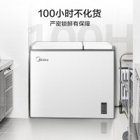 美的(Midea)BCD-210DKEM(E)极地白 双温双箱冰柜大冷冻小冷藏顶开门一级能效小型冰箱节能低音冷柜