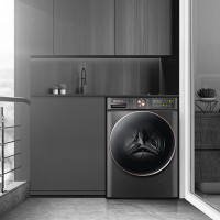 美菱(MeiLing) RS2H100D 10公斤洗烘一体滚筒洗衣机 如手洗系列DD直驱电机 RS2H100D 天池岩灰