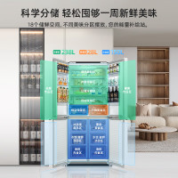 美菱[彩晶系列]416升璀璨白十字门冰箱632mm超薄一级能效净味保鲜BCD-416WP9BX-白