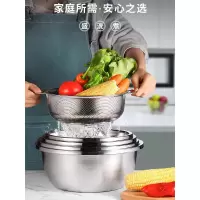 [5.1必抢]庆展不锈钢盆汤盆汤碗味斗盆盛汤洗菜煮面食品级加厚加深装水果盘PQ20-7DTM 尺寸24-32 5个实盆