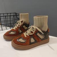 丰一三儿童板鞋2021春季新款童鞋中大男童女童休闲反绒皮袜子鞋低