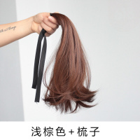 超短马尾假发女 绑带式短款直发假马尾 网红微卷外翻辫子发自然