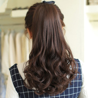 马尾假发女 长发假发 假马尾 卷发 绑带式梨花卷浪卷马尾