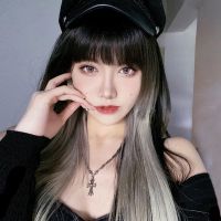 假发女短发挂耳染长直发空气刘海挑染自然锁骨发全头套式H