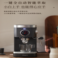 东菱(Donlim)DL-6400咖啡机钛金灰复古意式温度可视 全半自动家用蒸汽打奶泡机 小型咖啡萃取器