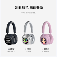 MORRORART VWS X1头戴式无线蓝牙显示耳机标准单屏版 摩根粉 主动降噪 灵动触控屏 长续航智能生日礼物