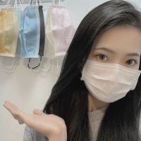 鸣宇柠檬色一次性口罩两层女神时尚学生夏天防晒透气超薄二层一层紫