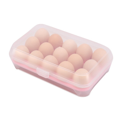 鸡蛋收纳盒 冰箱鸡蛋盒 食物保鲜盒 鸡蛋托 厨房透明塑料盒子 15格放鸡蛋的收纳盒 鸡蛋储物盒颜色随机