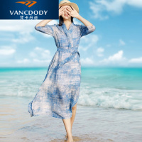 海边度假连衣裙女2023夏季薄款文艺复古小个子减龄长裙