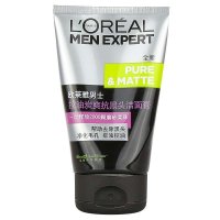 欧莱雅（LOREAL）男士控油炭爽抗黑头洁面膏100ml 去角质;深层清洁;收缩毛孔;保湿补水 油性肤质 洗面奶 洁面乳