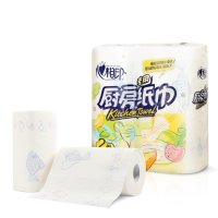 心相印厨房卷纸75节*2卷单提装餐巾纸擦手厨房纸巾吸油锁水放心接触食物好擦免洗替代抹布精美印花加大加厚