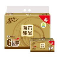 清风 原木金装3层140抽6包中规格抽取式面巾纸(新老包装随机)