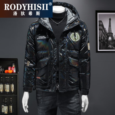 RODYHISII品牌 潮牌2022冬季羽绒服男短款连帽潮流刺绣青年学生新款服连帽男士偏小一码