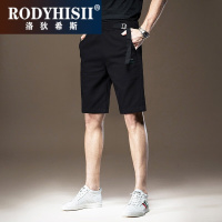 RODYHISII品牌腰带款高腰男士休闲短裤男2023夏季新款修身直筒薄款五分裤男裤子
