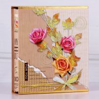 封后盒装8寸100张家庭相册本影集儿童成长宝宝照过塑相簿插页相册 [黄叶玫瑰]-盒装7寸100张