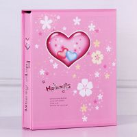 封后盒装8寸100张家庭相册本影集儿童成长宝宝照过塑相簿插页相册 [粉色爱心]-盒装8寸100张