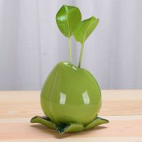 封后绿萝水培花瓶时钟菠萝迷你花盆水养植物创意花器桌面摆件陶瓷花盆 青桃子水培花瓶(不含植物小石子)