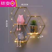 创意水培置物架北欧风墙上装饰壁挂客厅卧室房间餐厅布置门口收纳 FENGHOU 金色三六角 1层