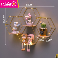 创意水培置物架北欧风墙上装饰壁挂客厅卧室房间餐厅布置门口收纳 FENGHOU 金色四六角 1层