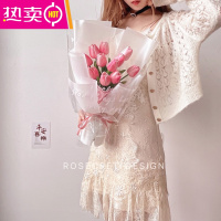 一朵小红花满天星干花郁金香向日葵花束创意生日礼物送女友520 FENGHOU 粉色郁金香仿真花