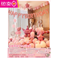 18岁生日快乐趴体气球派对装饰品场景布置女孩卧室浪漫背景墙 FENGHOU 金属粉豪华生日套餐
