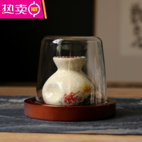 FENGHOU日式复古牙签盒牙签筒罐家用盒轻奢陶瓷个性创意饭店收纳国风 樱花布袋(带盖+底座)