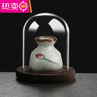 FENGHOU牙签盒陶瓷日式复古牙签筒罐创意家用个性饭店牙线棉签收纳盒瓶子 [2件套]莲花布袋+带盖底座